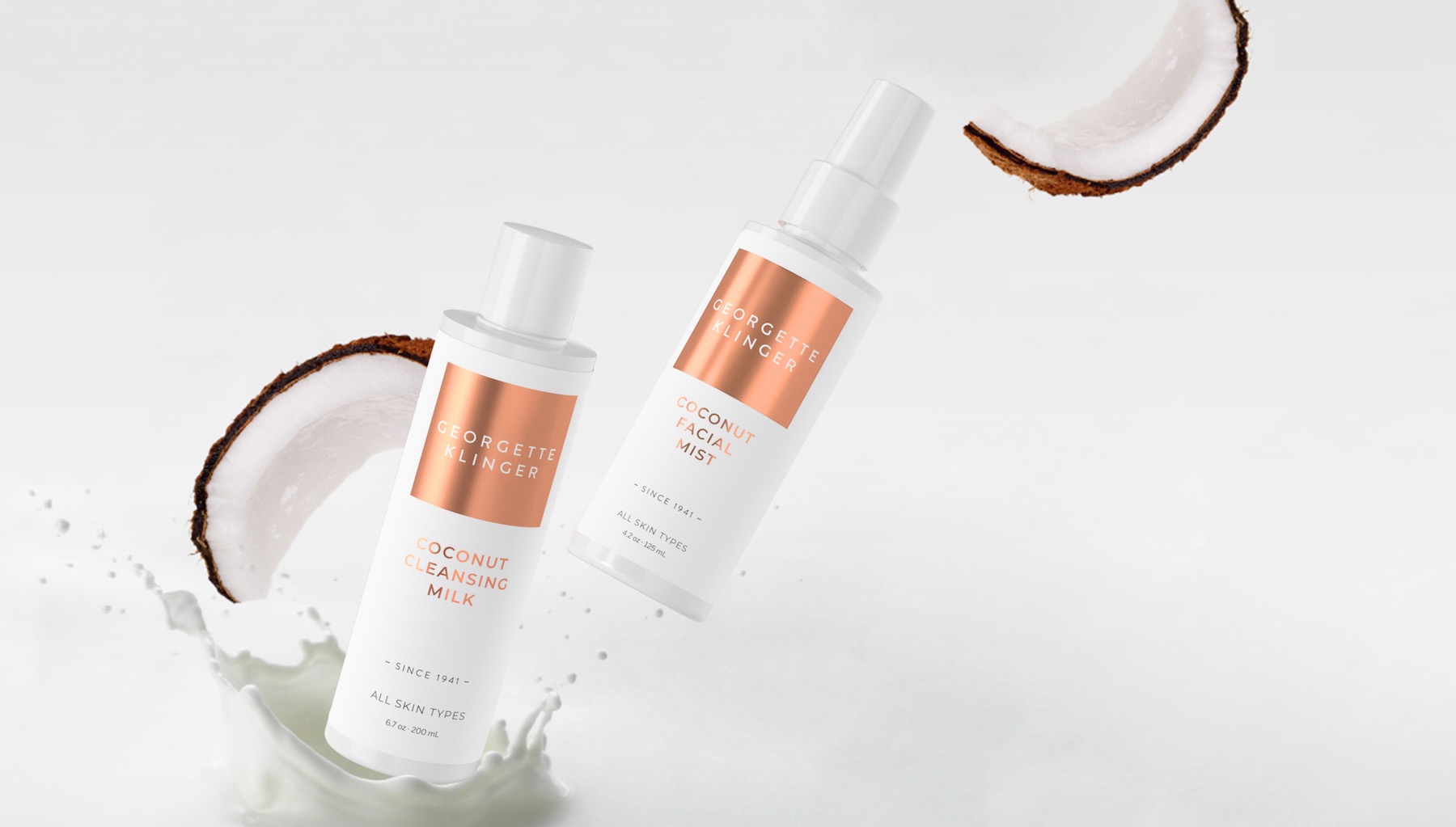 3D render for Georgette Klinger coconut skincare products