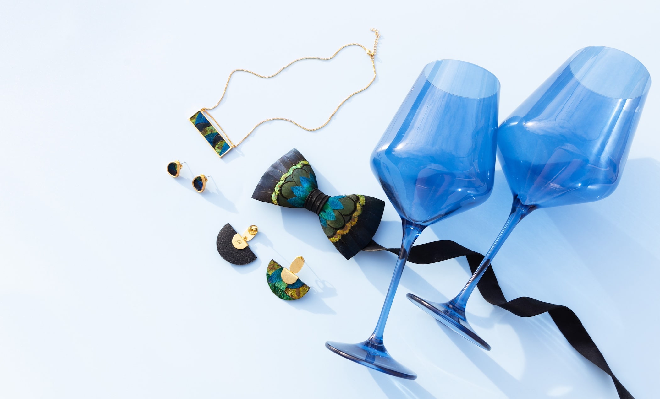 Elegant blue aesthetic collection flatlay
