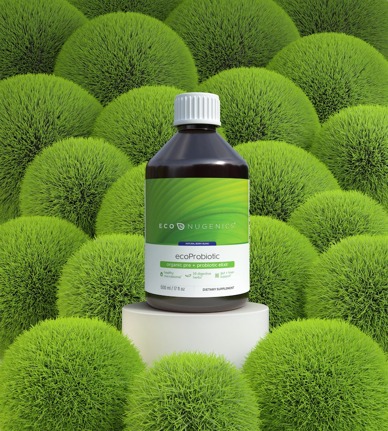 A 3D Rendered bottle of Health/Wellness supplement, for the company Econugenics