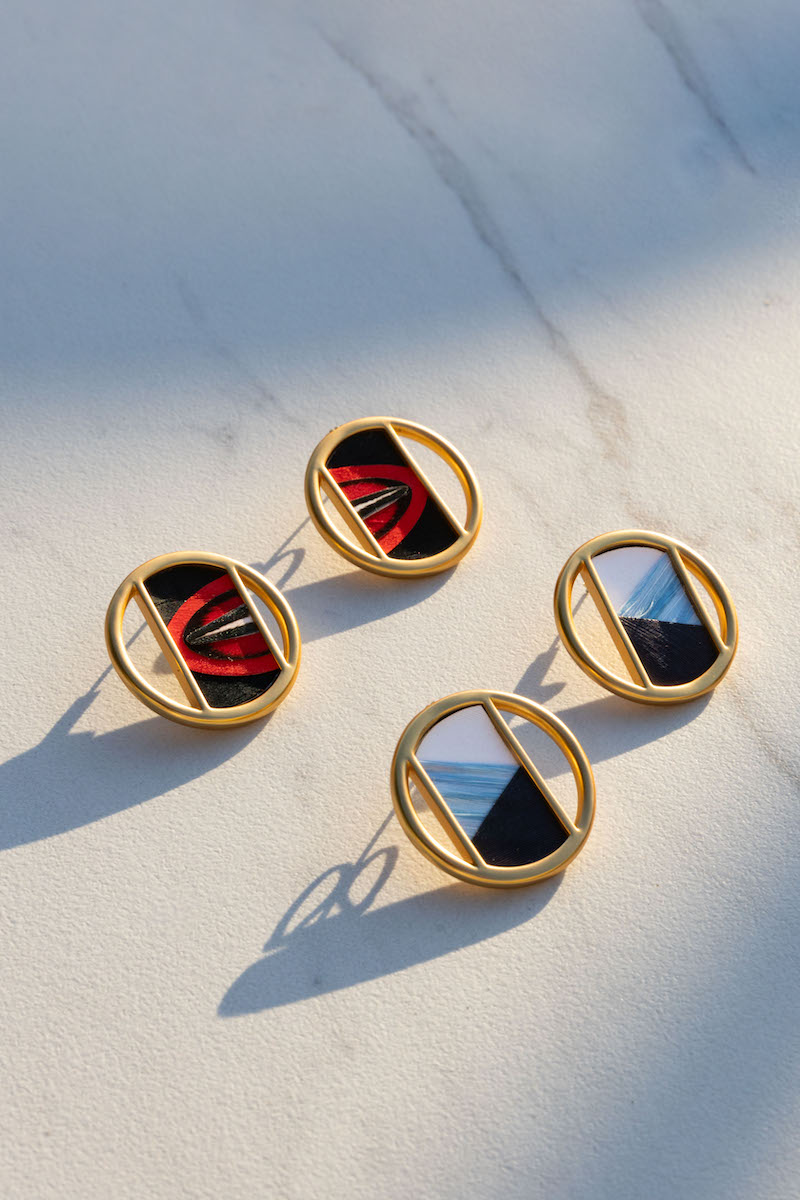 Circular earrings group flatlay