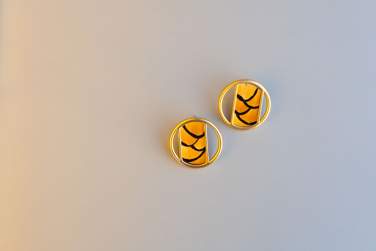 Circular earring flatlay photography