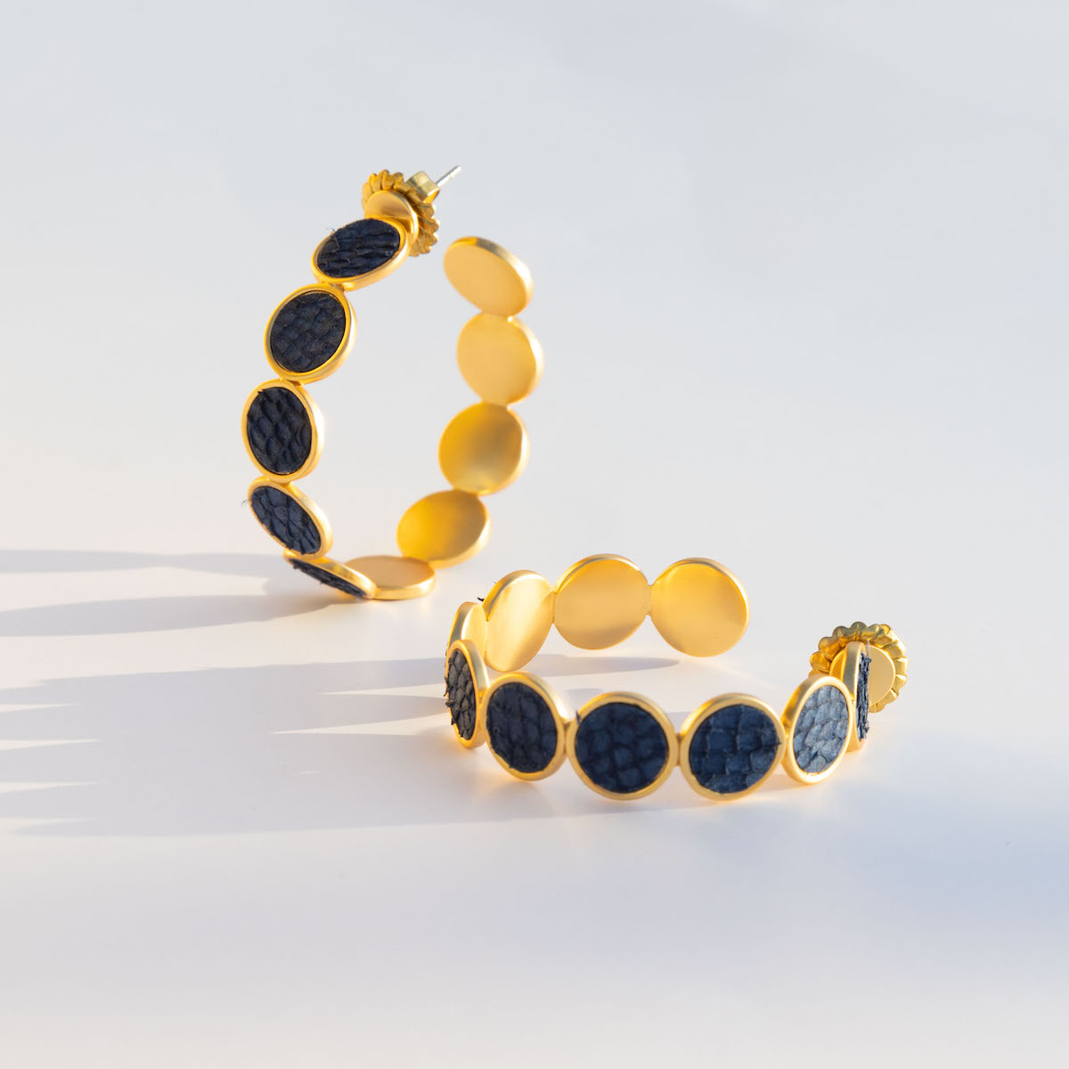 Multibezel hoop earring lifestyle photography