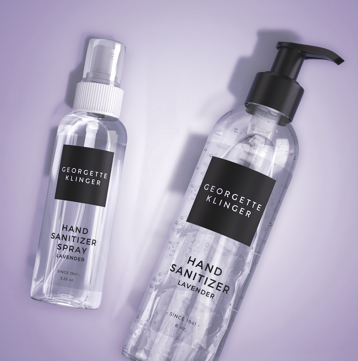 3D Rendered Hand Sanitizer by Georgette Klinger in clear bottles