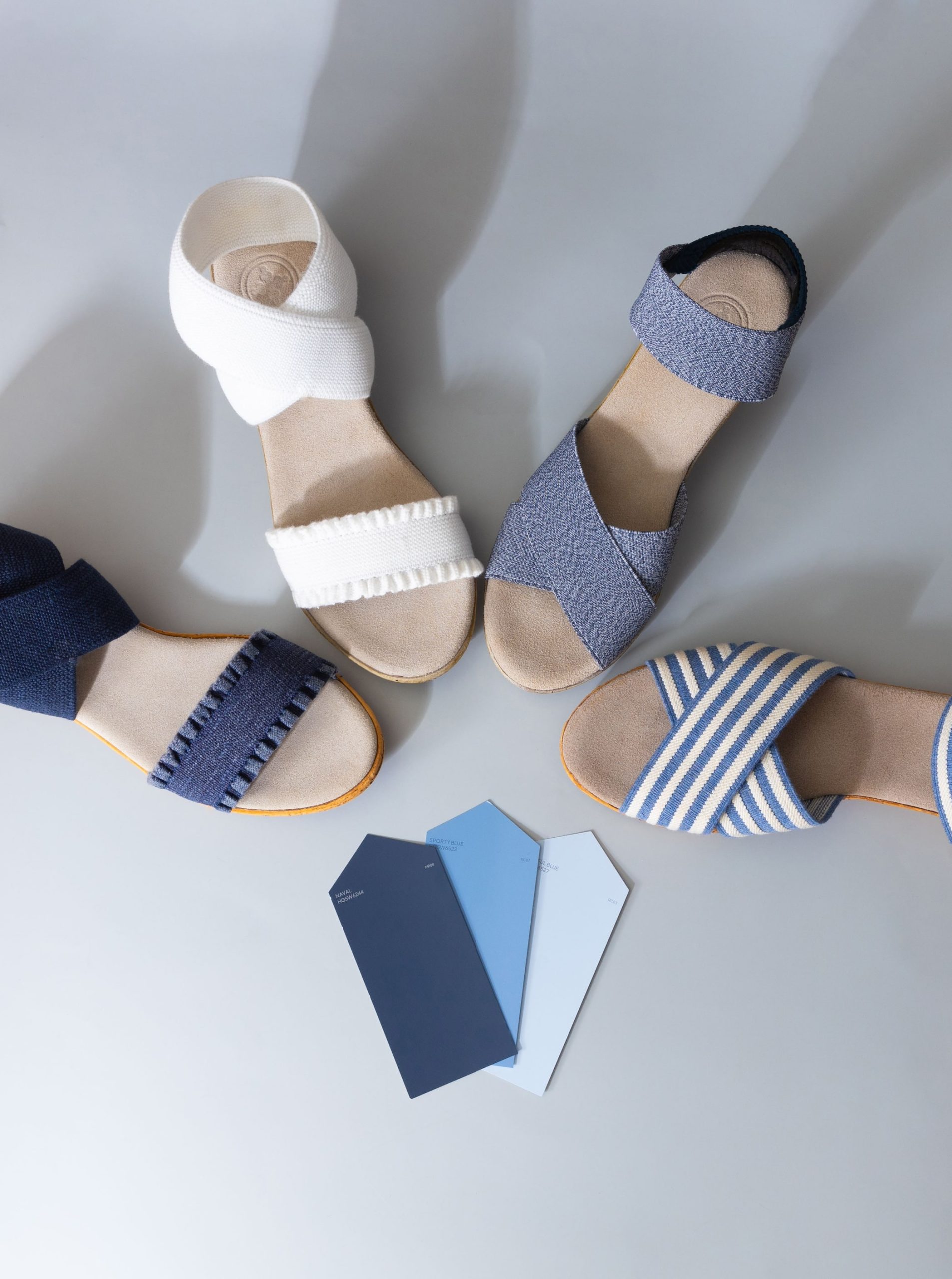 Blue shoe themed product photography