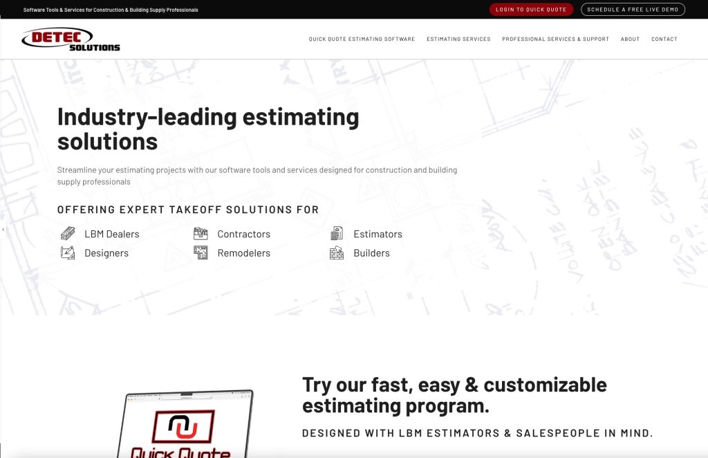 The website homepage to Detec Solutions that was designed by Seaweed Studio.