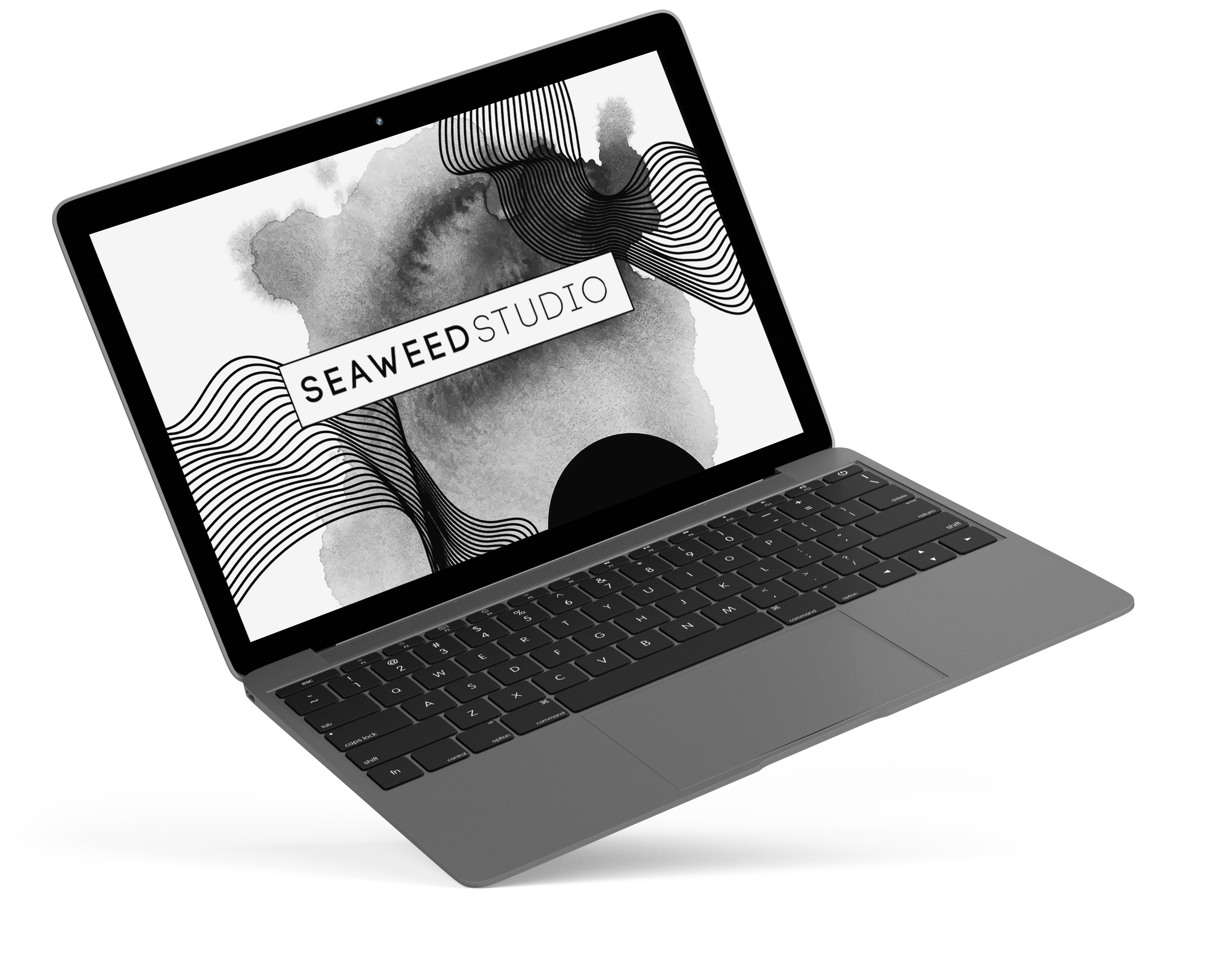 Laptop mockup with Seaweed Studio logo on screen