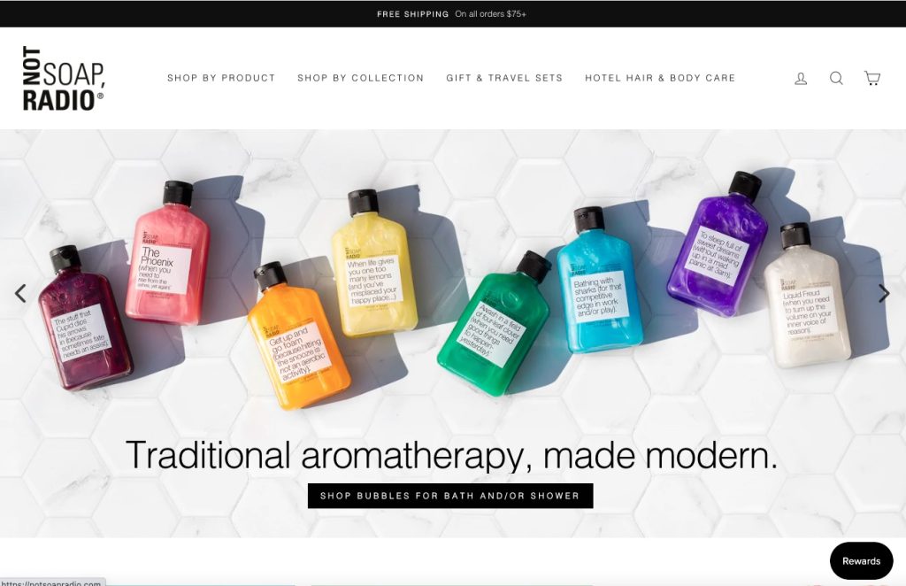 The website homepage to Not Soap Radio that was designed by Seaweed Studio.