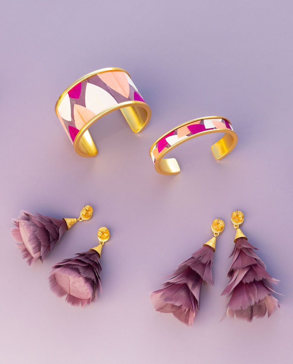 Purple themed women's accessories photography