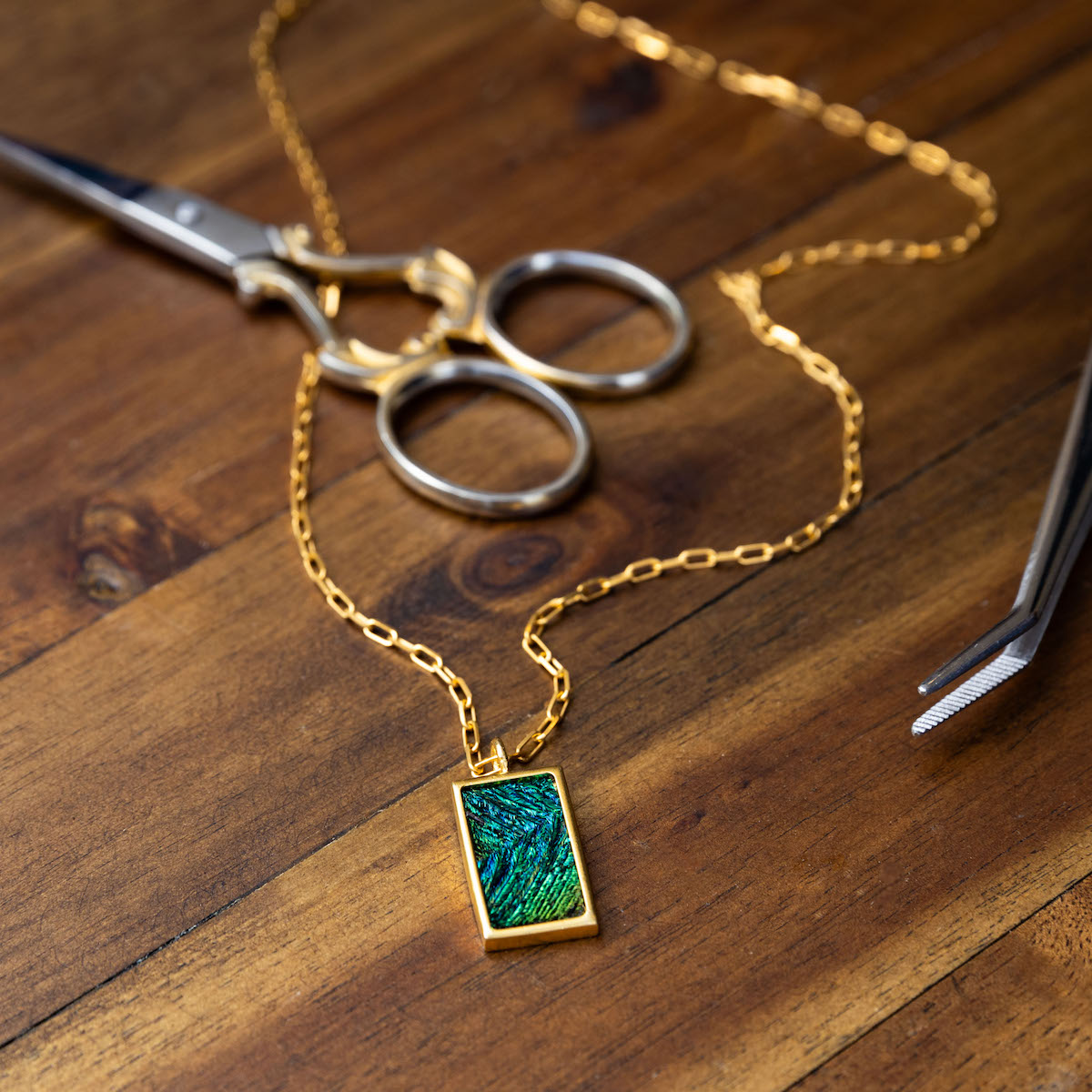 Rustic necklace flatlay