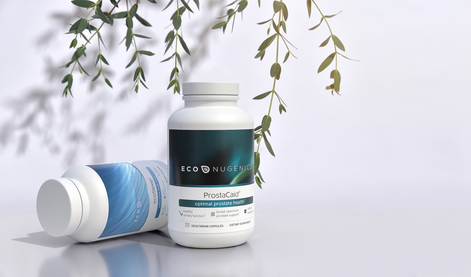 Lifestyle 3D render of Econugenics supplement products