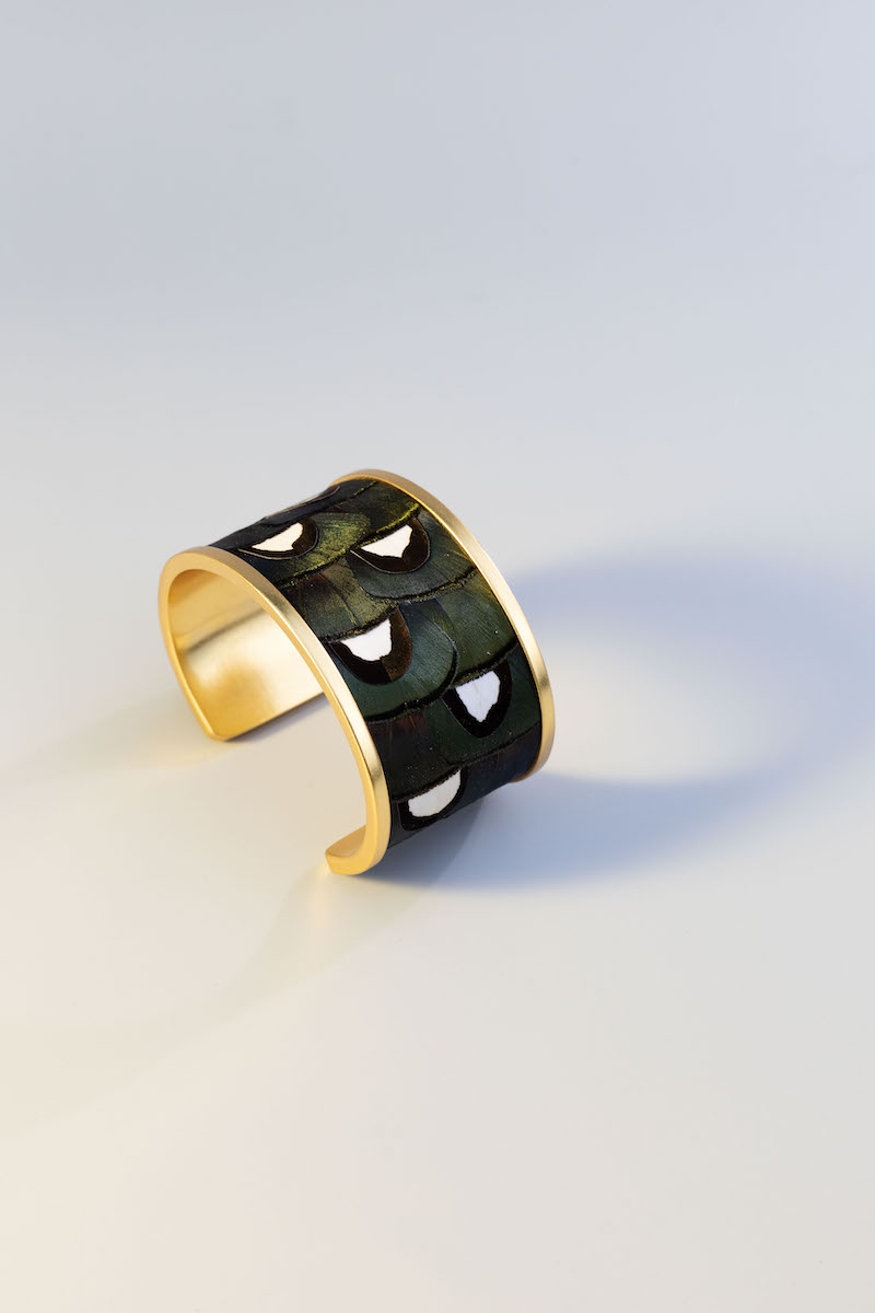 Women's wide cuff bracelet studio staging