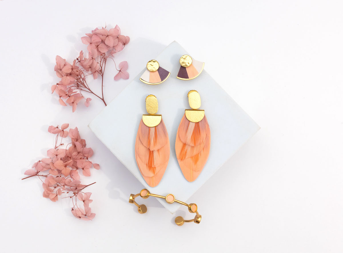Floral women's accessories flatlay