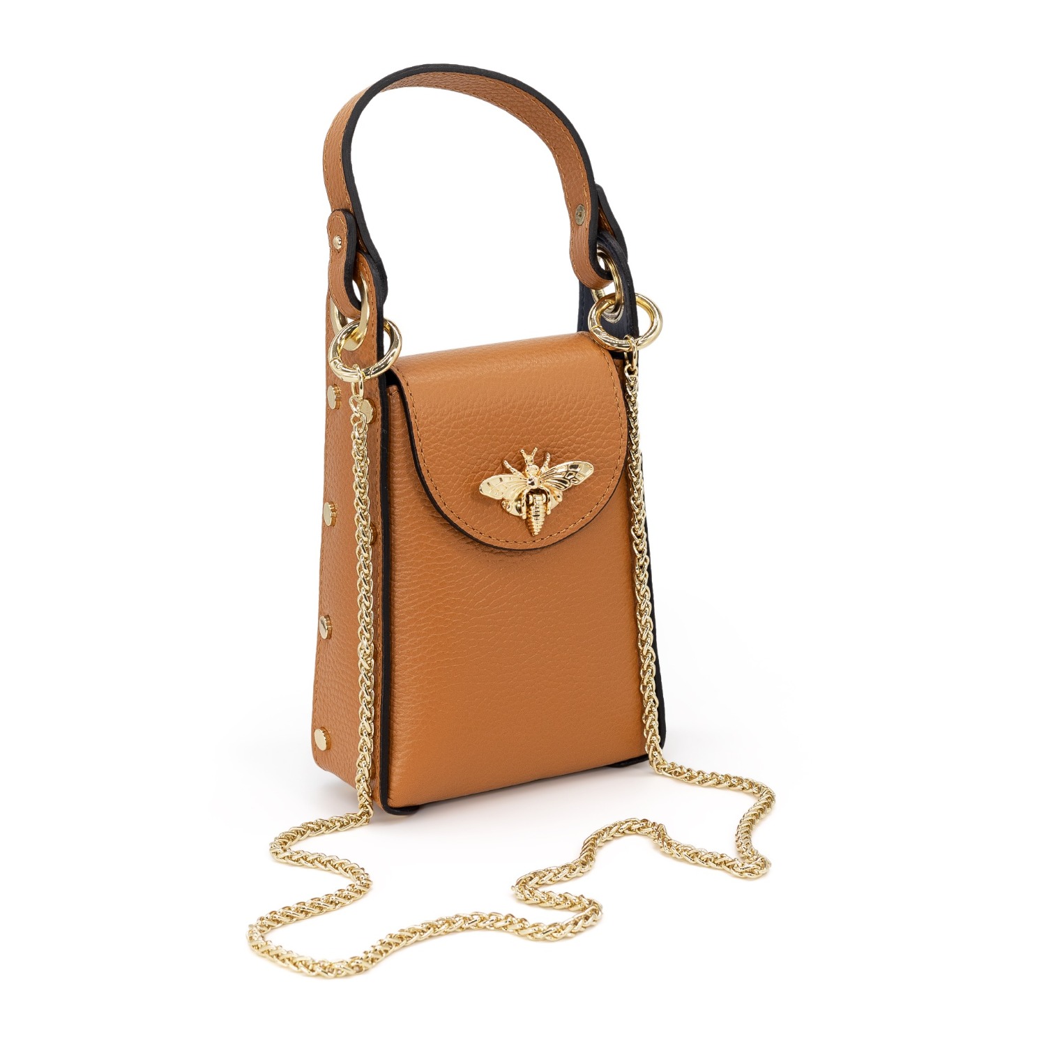 Brown purse white background photography for amazon