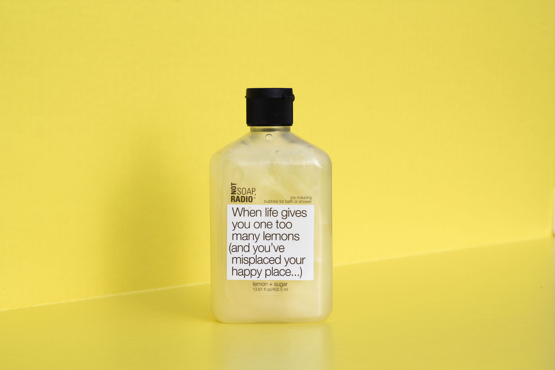 Yellow aesthetic body wash product photo