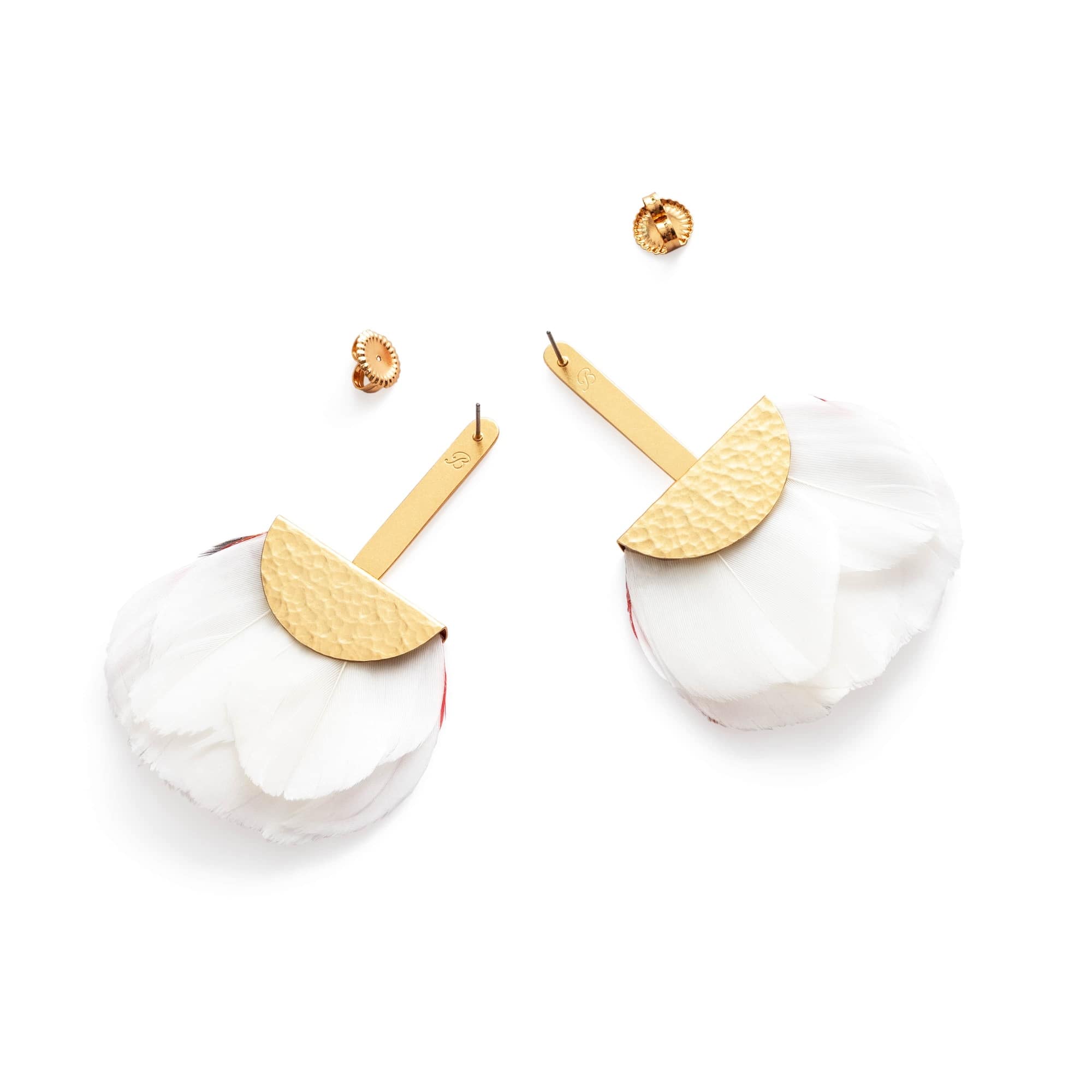 Grecian earrings white background photography