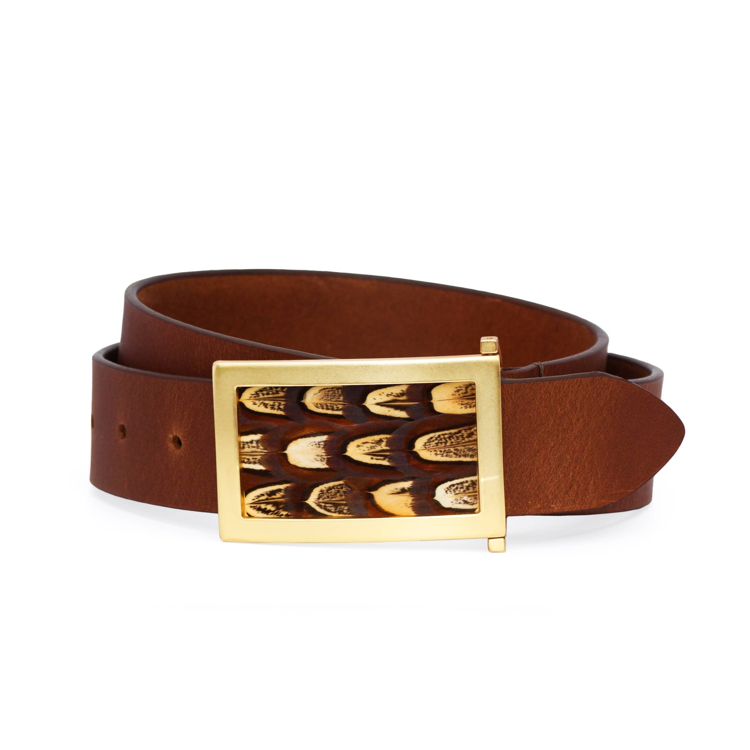 Men's belt white background photography.