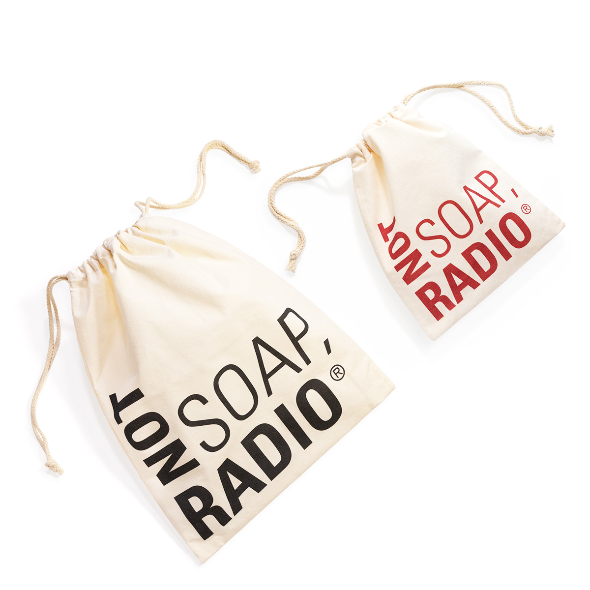 White background photography for Not Soap Radio Gift Bag Set.