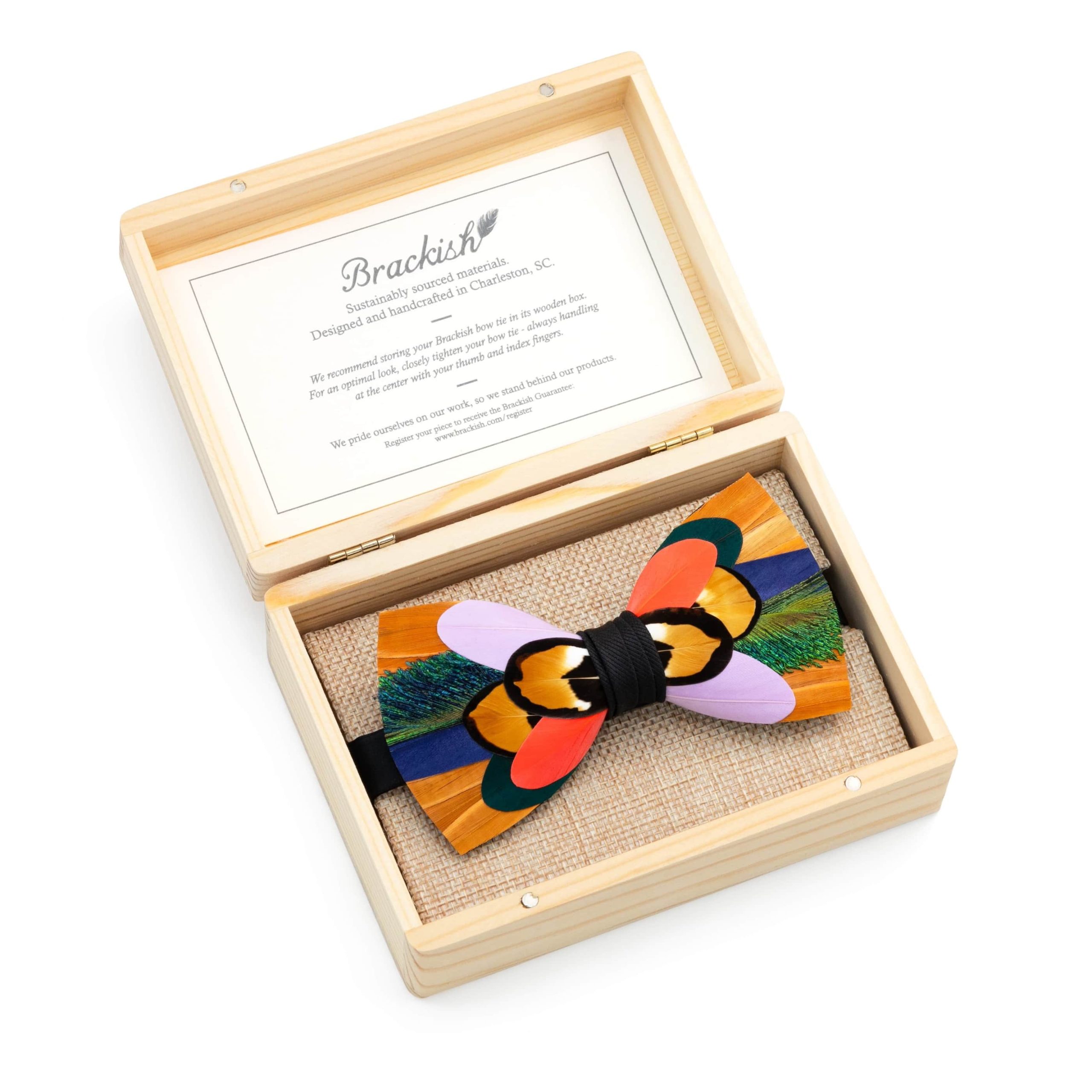 White background product photography for men's Brackish accessories inside packaging.