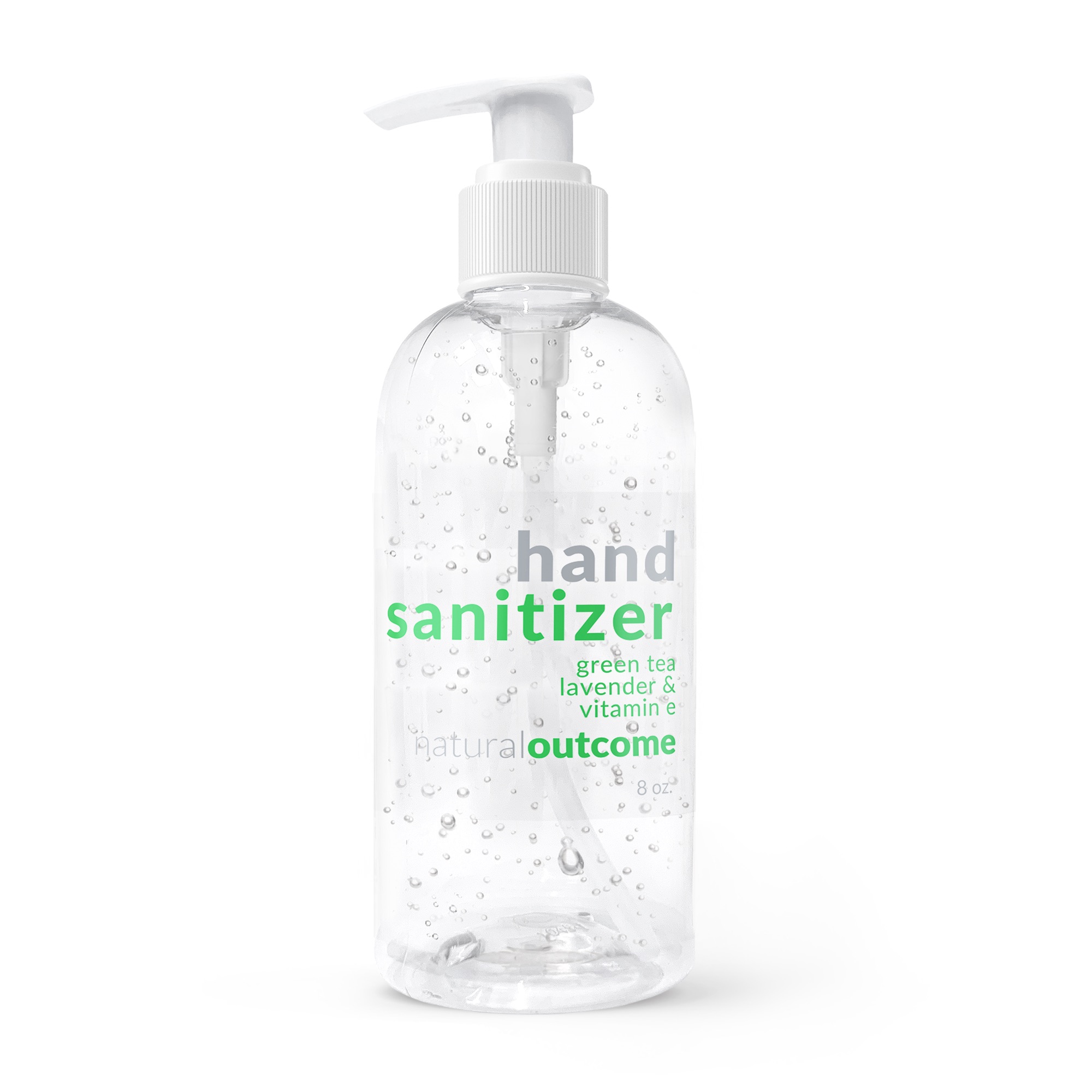 Natural Outcome hand sanitizer 3D rendered product image.