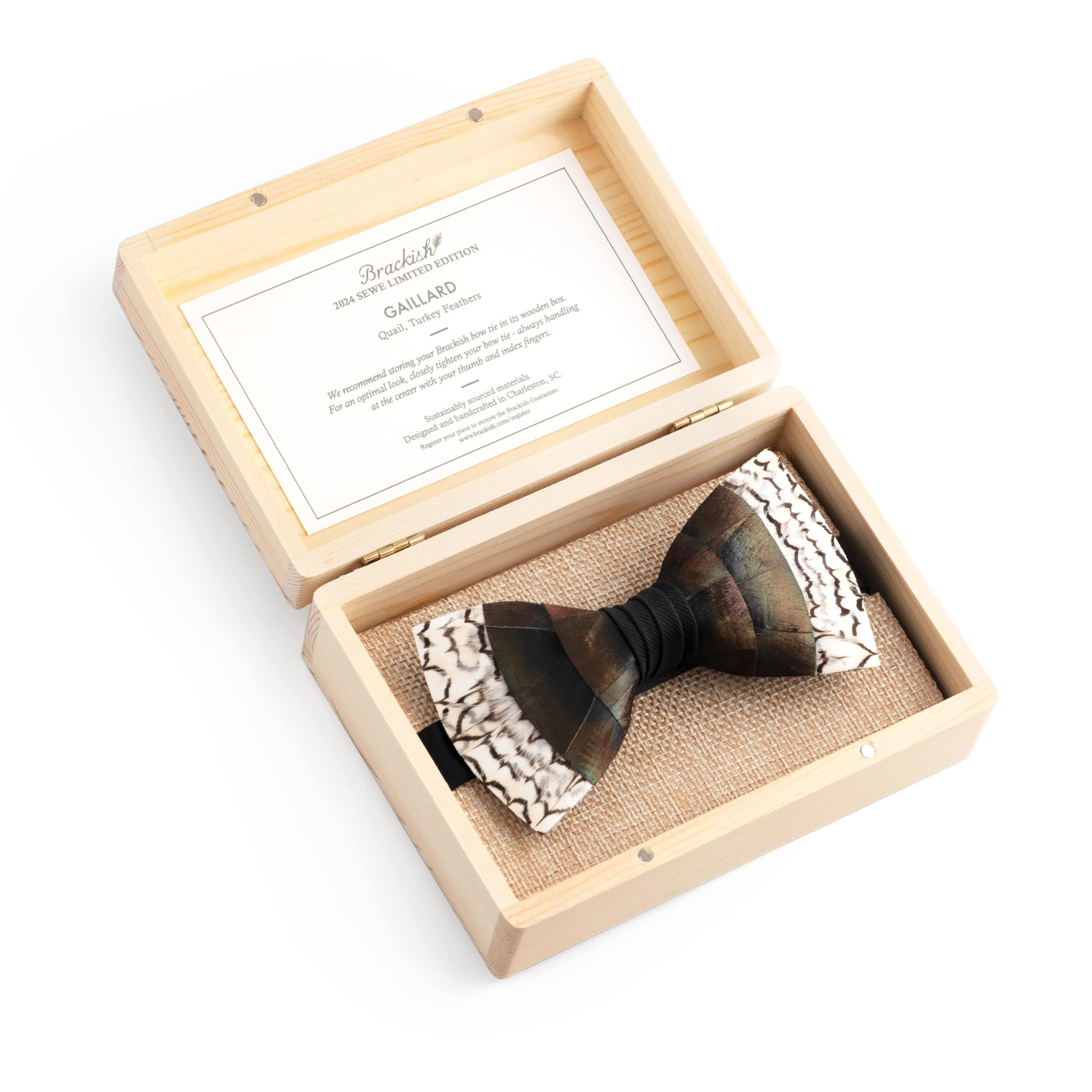 White background product photography for men's Brackish accessories inside packaging.